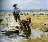 Norbert Goeneutte Enfants jouant sur la plage painting